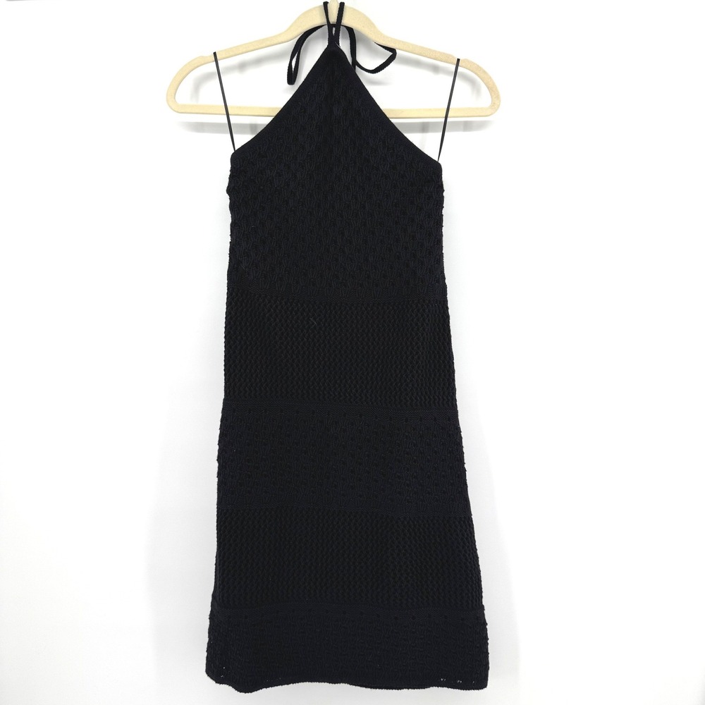 Old Navy Apron Mini Dress Women S Black Crochet Halter Boho Crochet Vacationwear